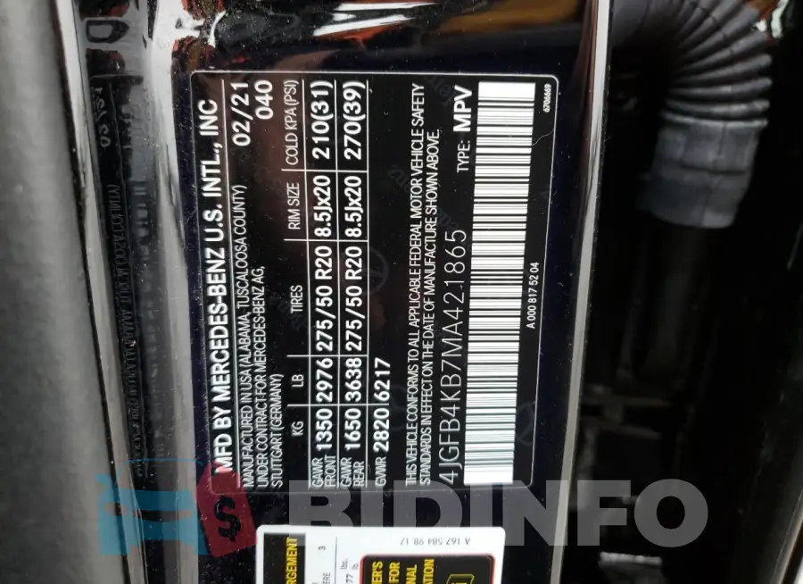 4JGFB4KB7MA421865 Photo# 13