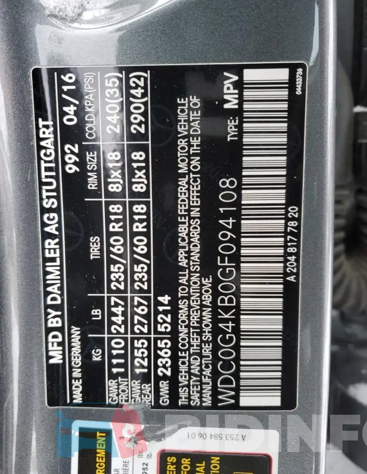 WDC0G4KB0GF094108 Photo# 14