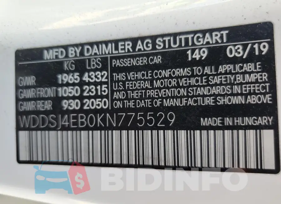 WDDSJ4EB0KN775529 Photo# 12
