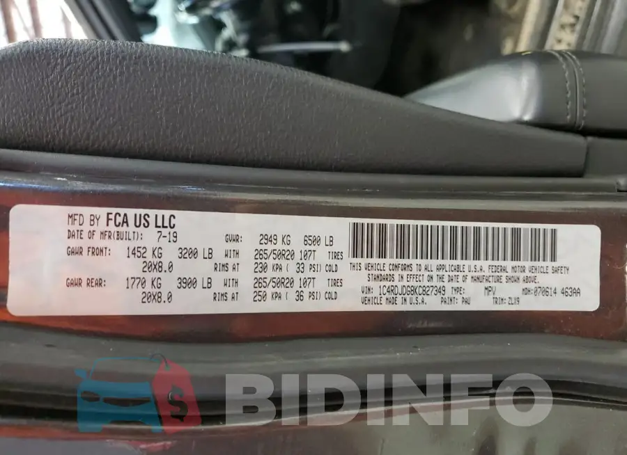1C4RDJDG8KC827349 Photo# 14