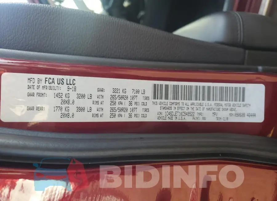1C4SDJET1KC549522 Photo# 14