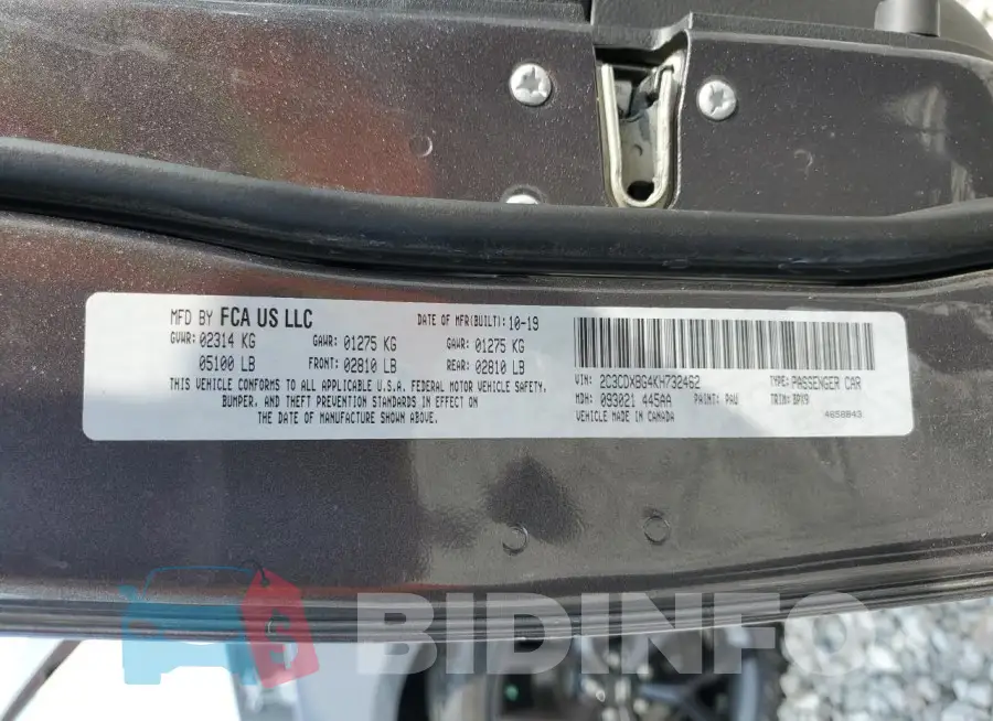 2C3CDXBG4KH732462 Photo# 12