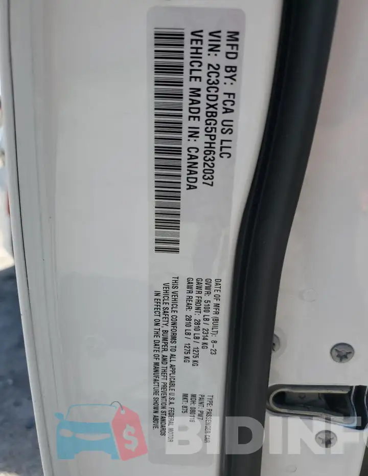 2C3CDXBG5PH632037 Photo# 12