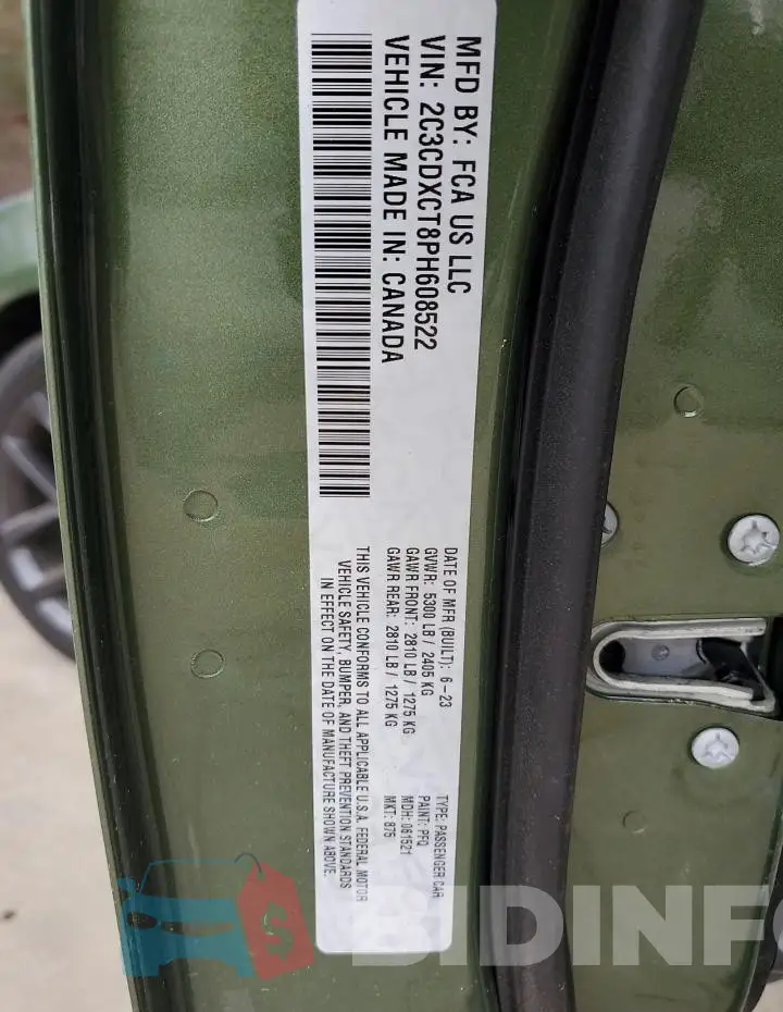 2C3CDXCT8PH608522 Photo# 12