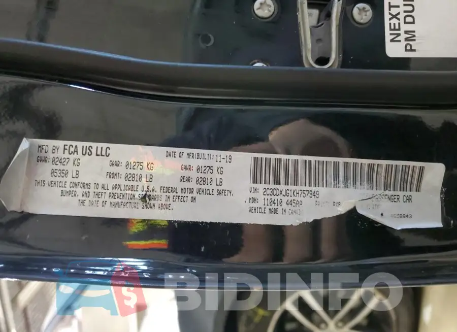 2C3CDXJG1KH757949 Photo# 12