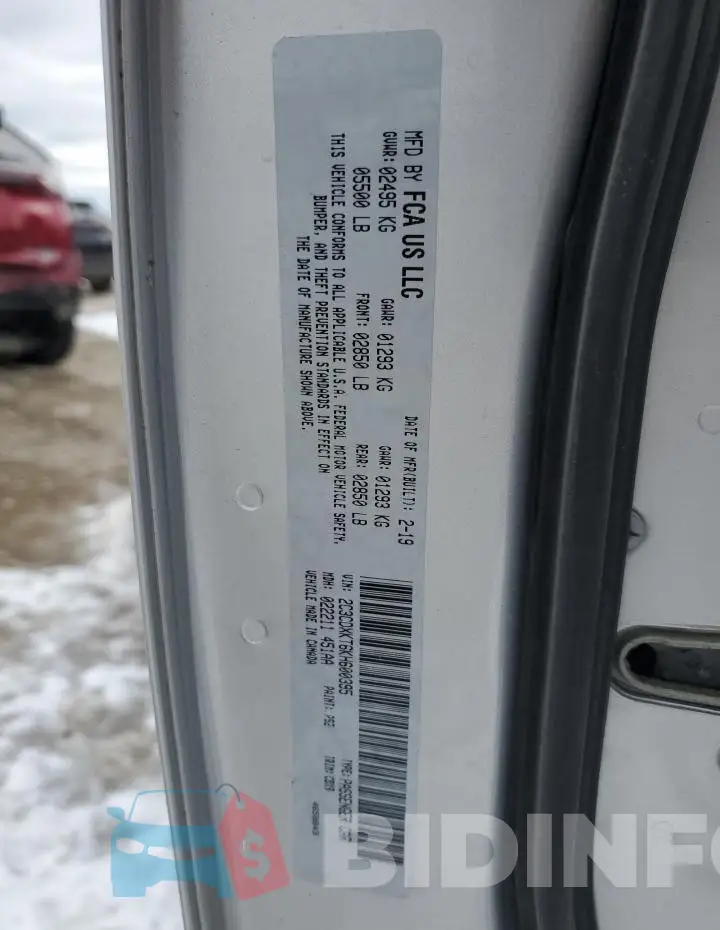 2C3CDXKT6KH600395 Photo# 12