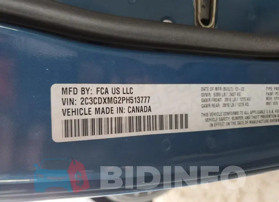 2C3CDXMG2PH513777 Photo# 12