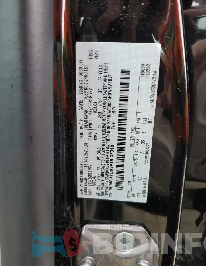 5LMCJ1D98KUL37318 Photo# 14