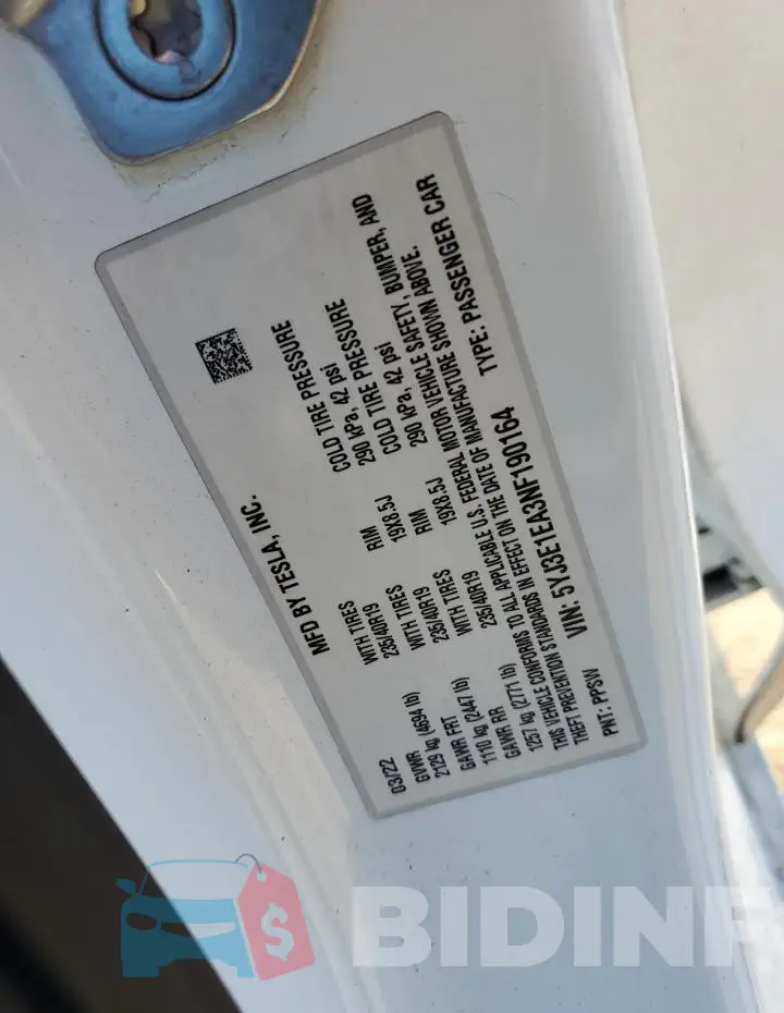 5YJ3E1EA3NF190164 Photo# 12