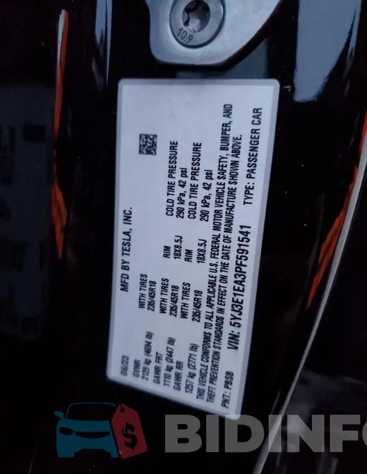 5YJ3E1EA3PF591541 Photo# 12