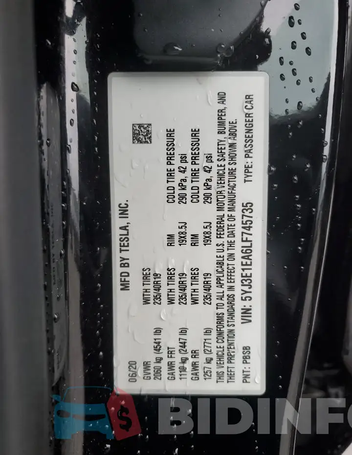 5YJ3E1EA6LF745735 Photo# 12