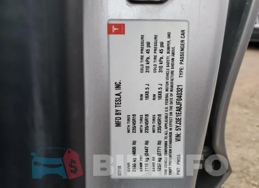 5YJ3E1EA8JF040321 Photo# 12