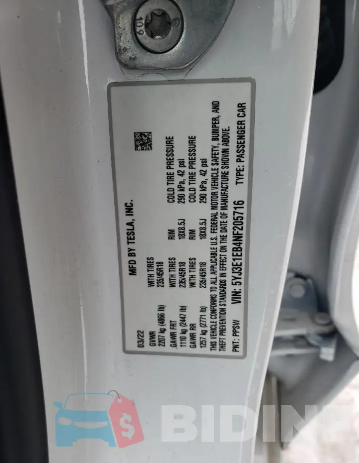 5YJ3E1EB4NF205716 Photo# 12
