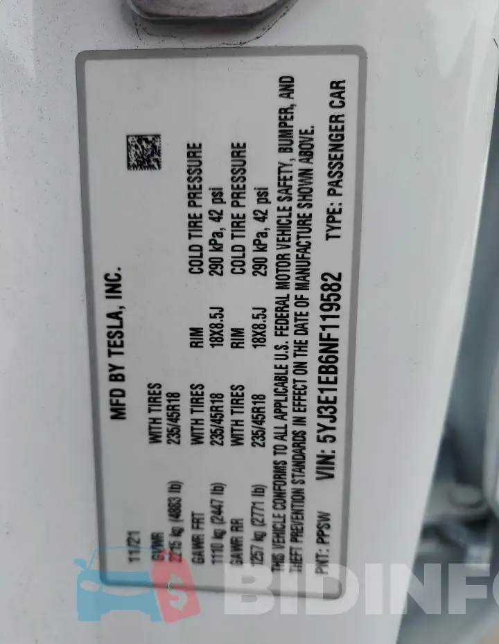 5YJ3E1EB6NF119582 Photo# 14