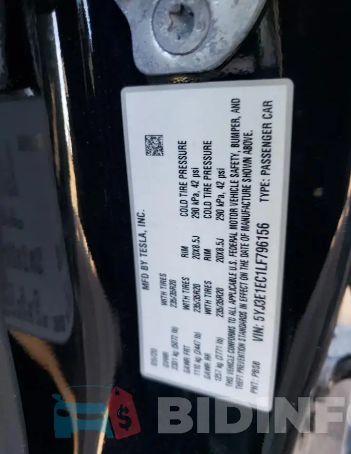 5YJ3E1EC1LF796156 Photo# 13