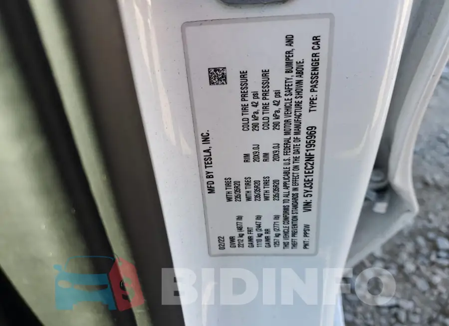 5YJ3E1EC2NF195969 Photo# 12