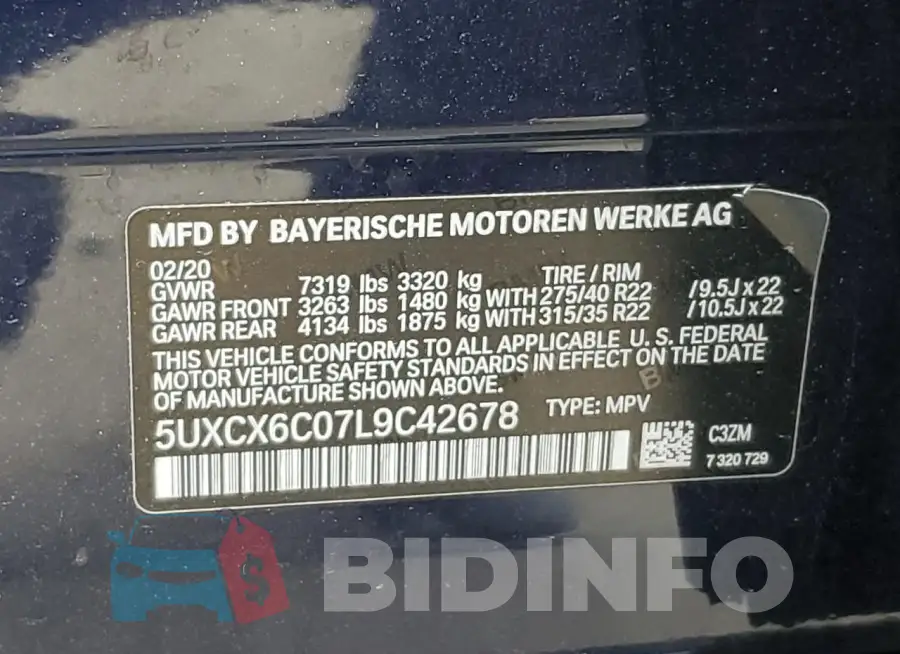 5UXCX6C07L9C42678 Photo# 13