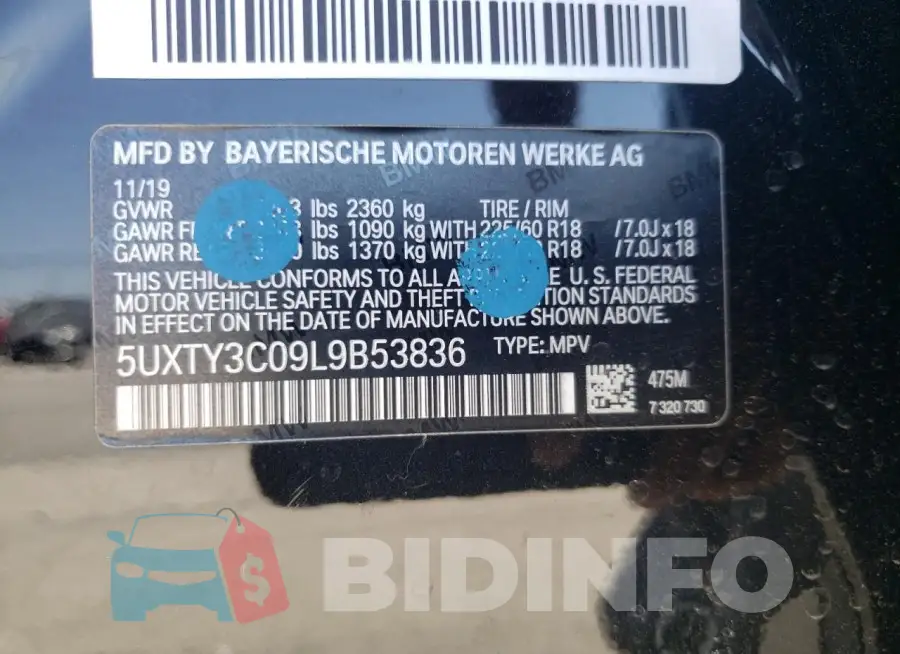 5UXTY3C09L9B53836 Photo# 13
