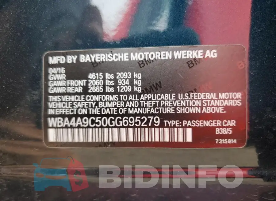 WBA4A9C50GG695279 Photo# 13