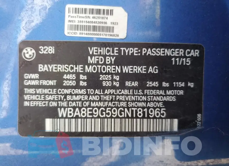 WBA8E9G59GNT81965 Photo# 13