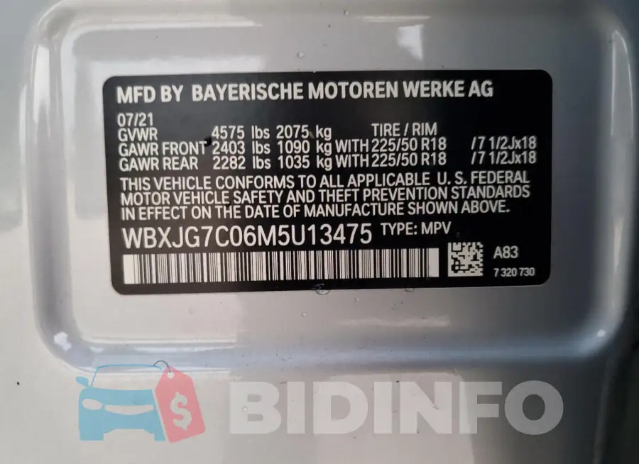 WBXJG7C06M5U13475 Photo# 13