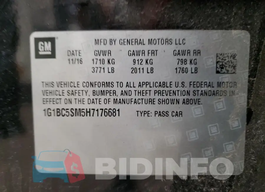 1G1BC5SM5H7176681 Photo# 12
