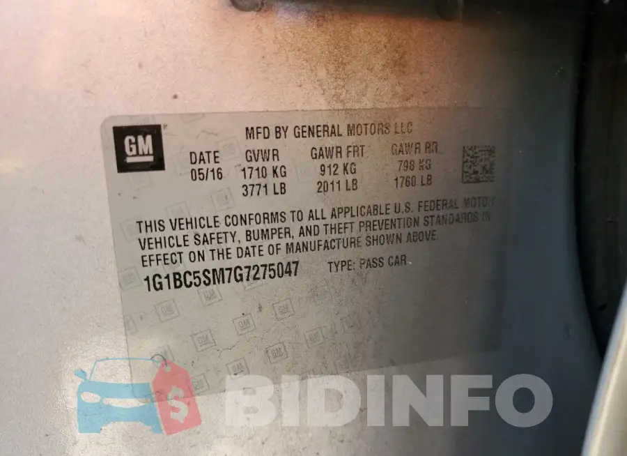 1G1BC5SM7G7275047 Photo# 13
