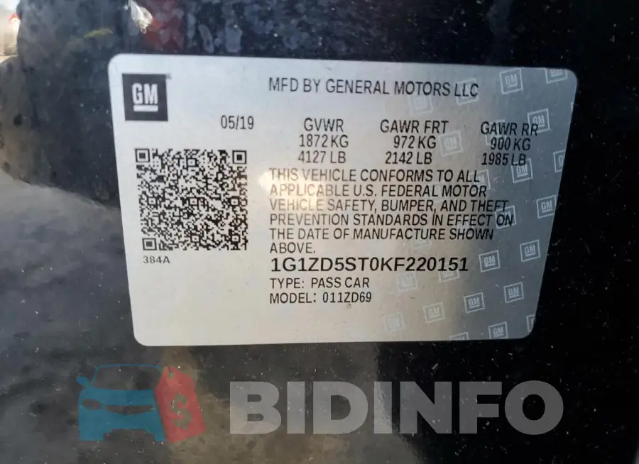 1G1ZD5ST0KF220151 Photo# 12