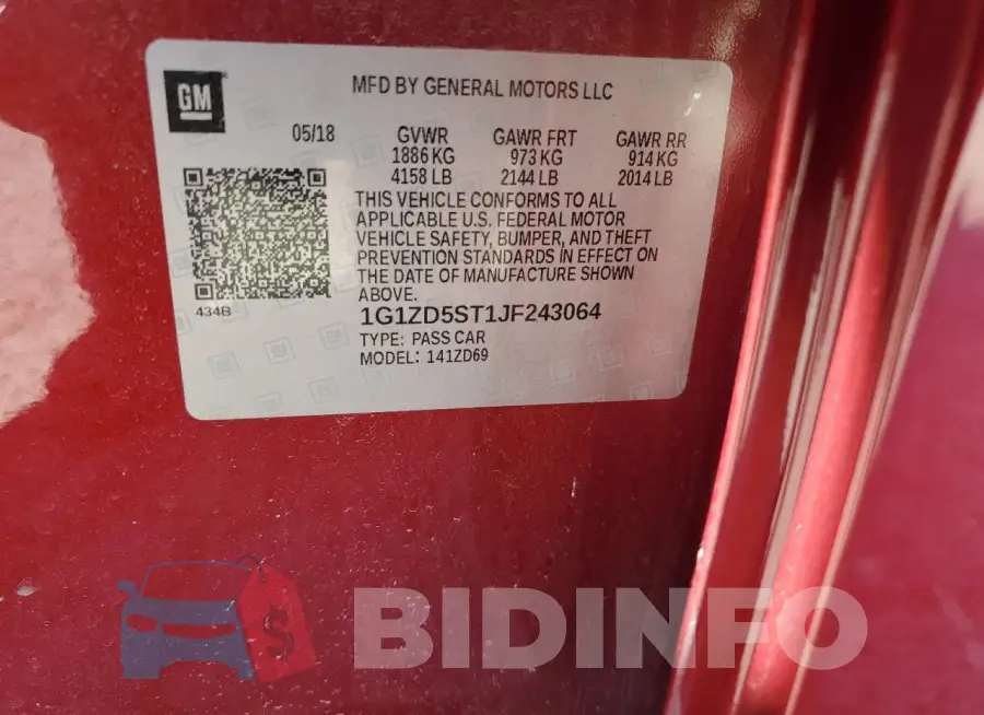 1G1ZD5ST1JF243064 Photo# 12