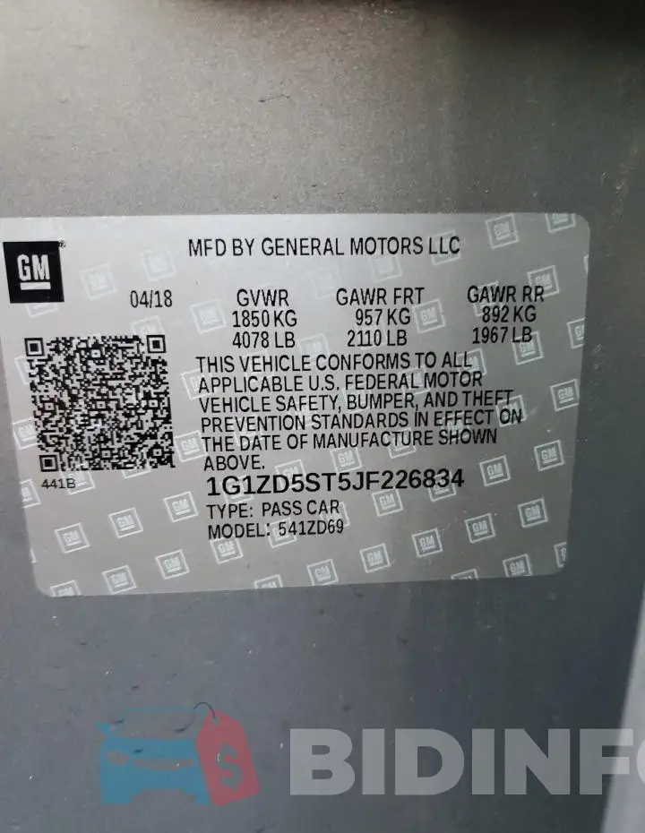 1G1ZD5ST5JF226834 Photo# 13