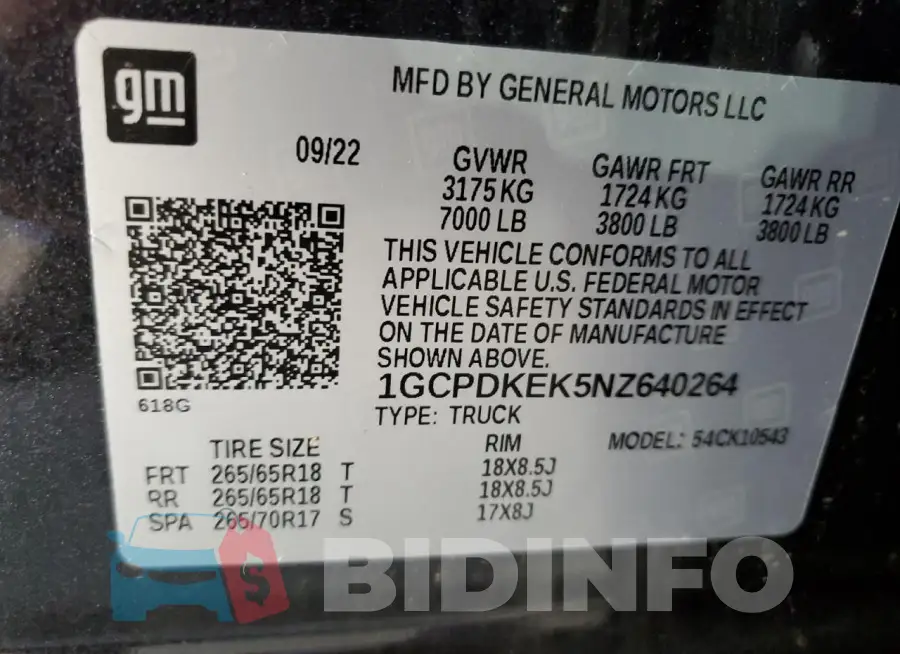 1GCPDKEK5NZ640264 Photo# 12