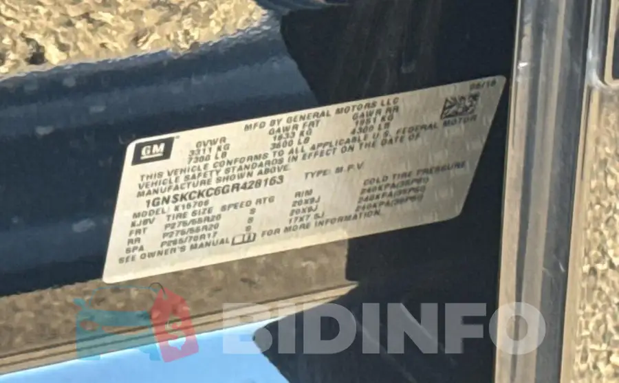 1GNSKCKC6GR428163 Photo# 10