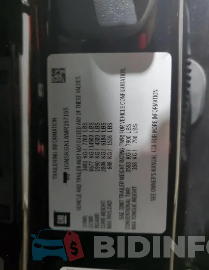 1GNSKGKL6MR157155 Photo# 13
