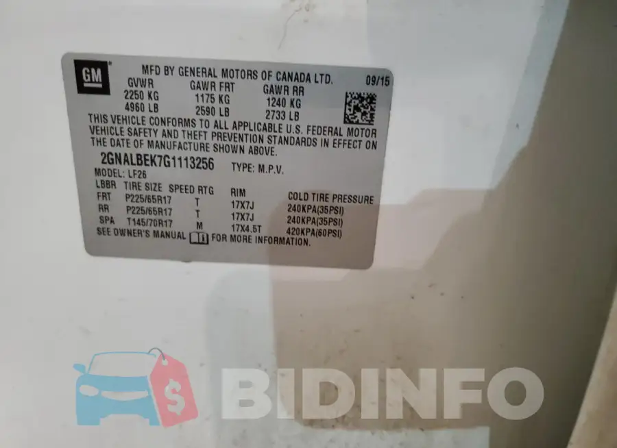 2GNALBEK7G1113256 Photo# 13