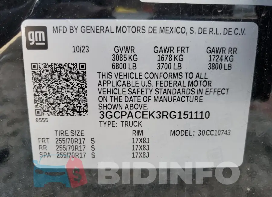 3GCPACEK3RG151110 Photo# 13