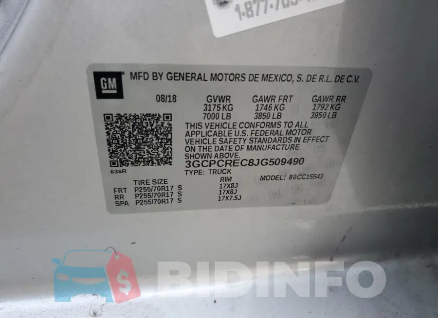 3GCPCREC8JG509490 Photo# 12