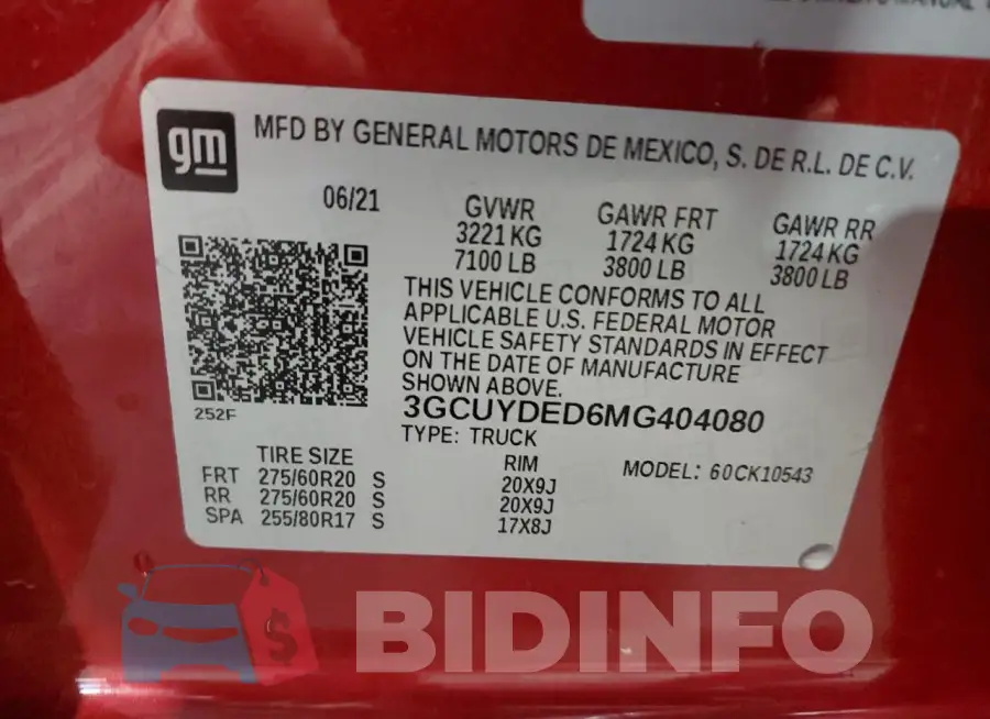3GCUYDED6MG404080 Photo# 12
