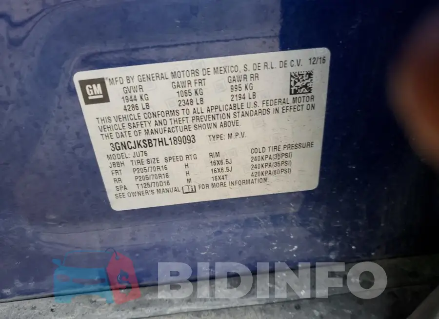 3GNCJKSB7HL189093 Photo# 13