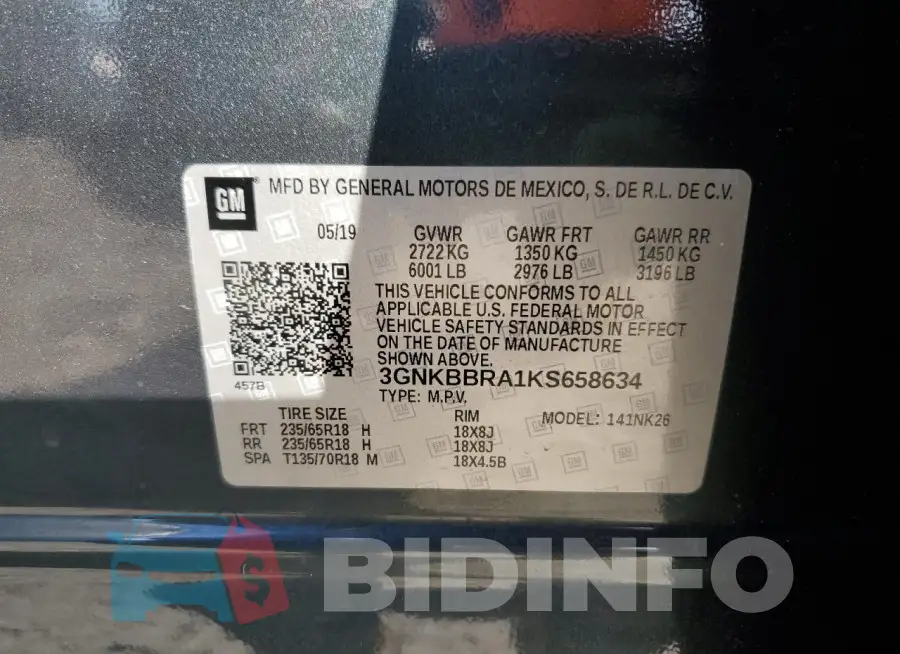 3GNKBBRA1KS658634 Photo# 14