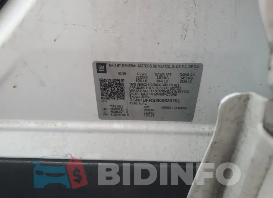 3GNKBFRS3KS620791 Photo# 13