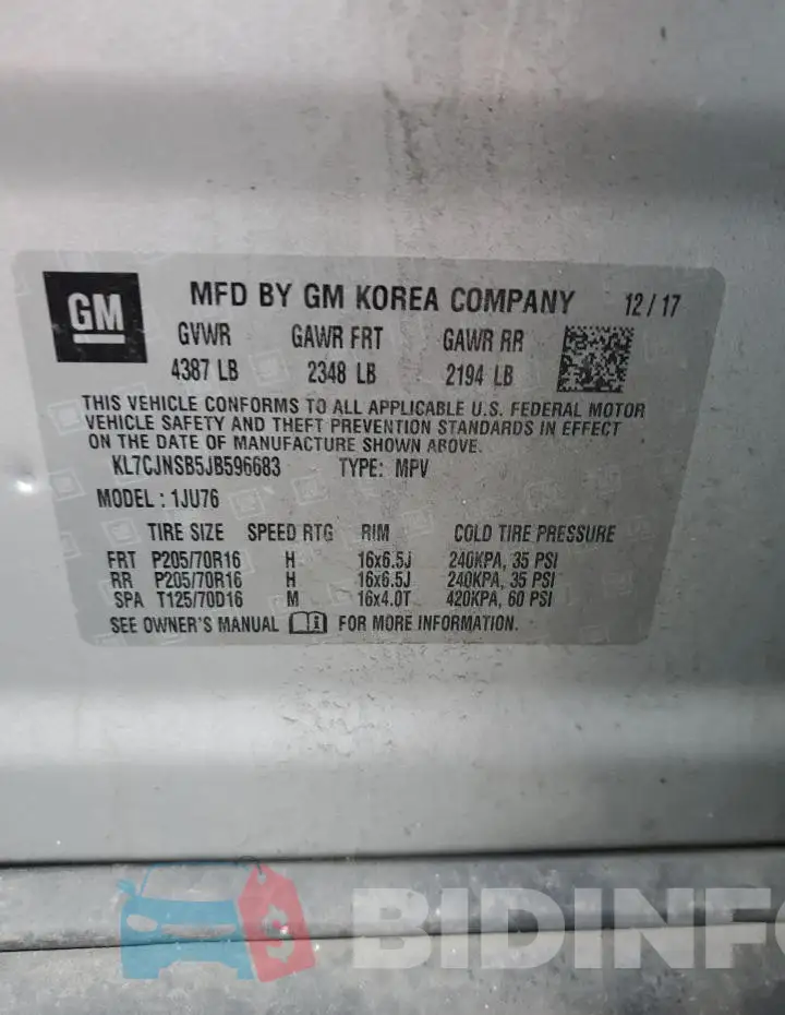 KL7CJNSB5JB596683 Photo# 13