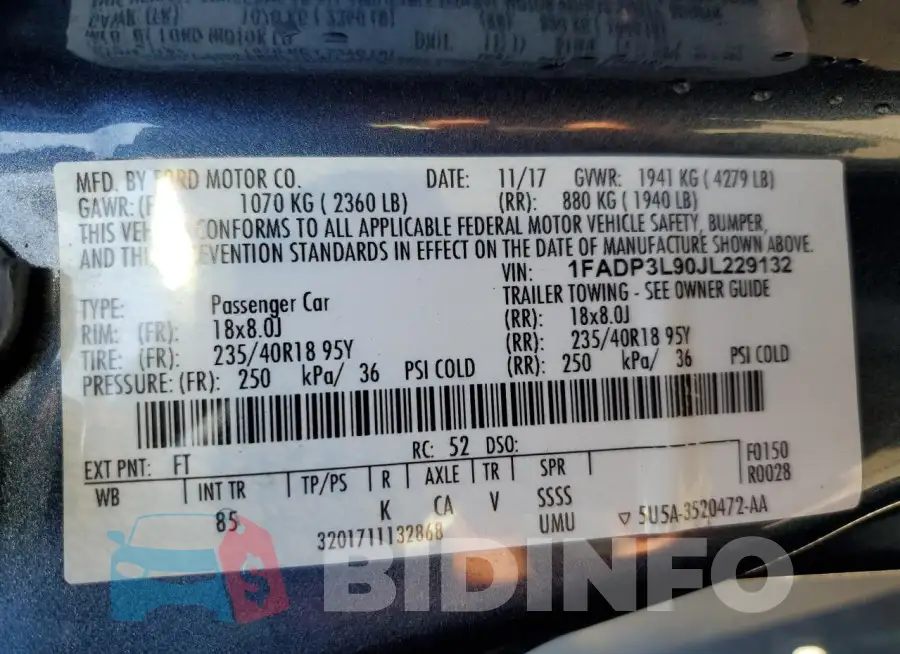 1FADP3L90JL229132 Photo# 13