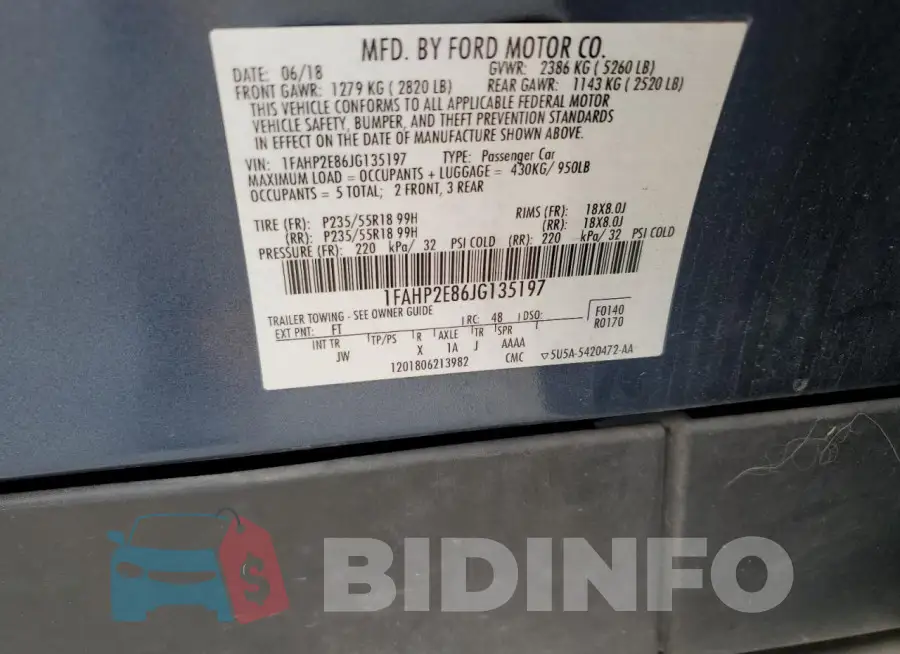 1FAHP2E86JG135197 Photo# 13