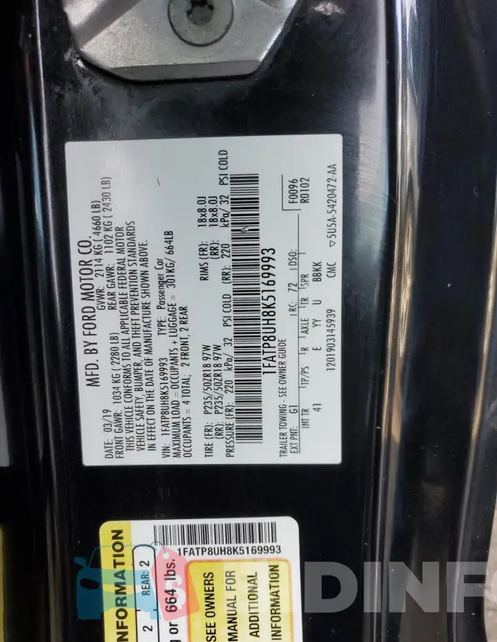 1FATP8UH8K5169993 Photo# 12