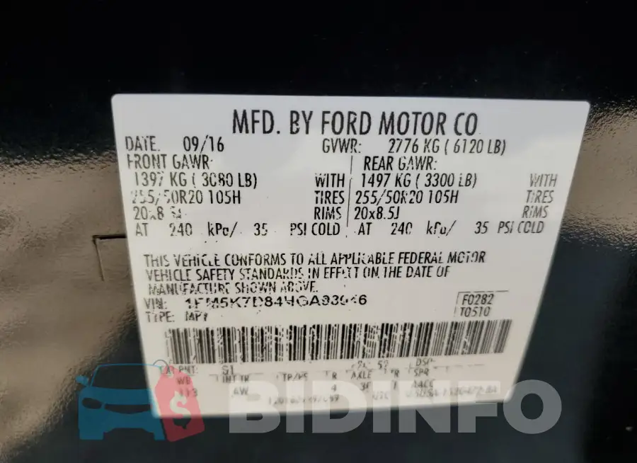1FM5K7D84HGA93046 Photo# 13