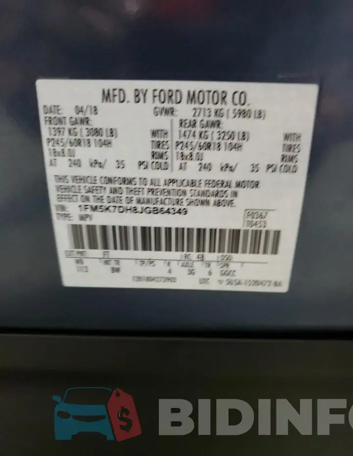 1FM5K7DH8JGB64349 Photo# 13