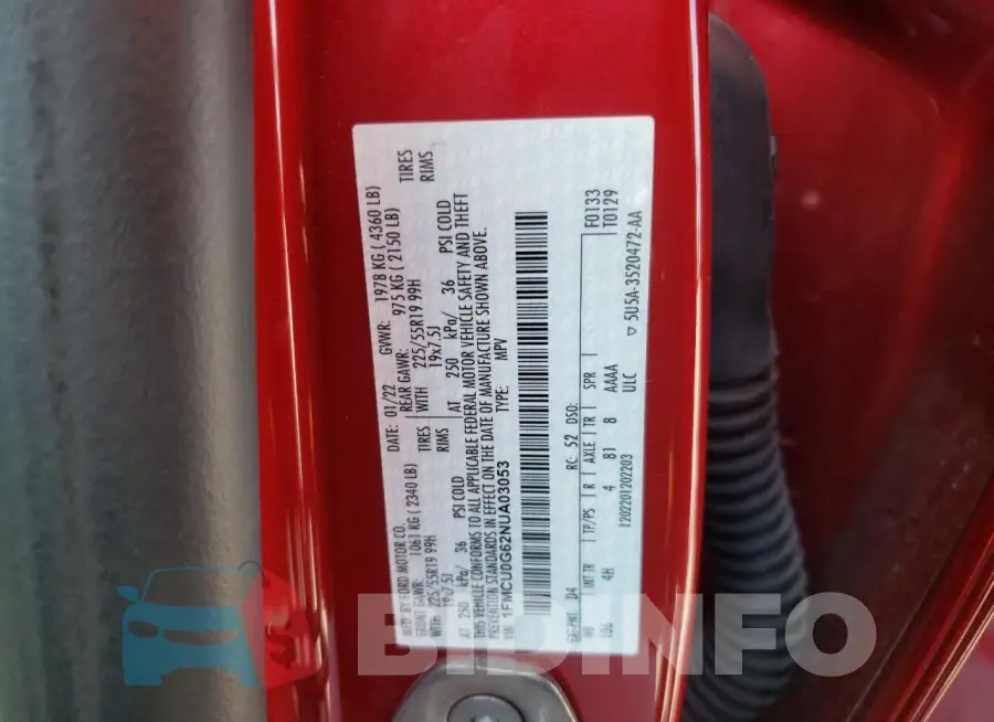 1FMCU0G62NUA03053 Photo# 14