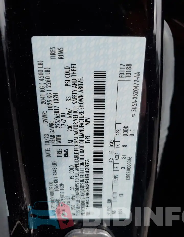 1FMCU9GN2PUB42873 Photo# 13