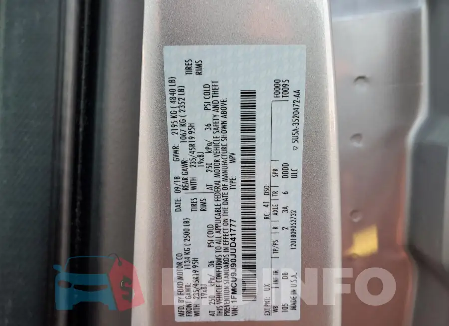 1FMCU9J90JUD41777 Photo# 12