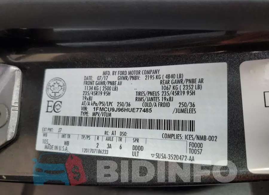 1FMCU9J96HUE77485 Photo# 13